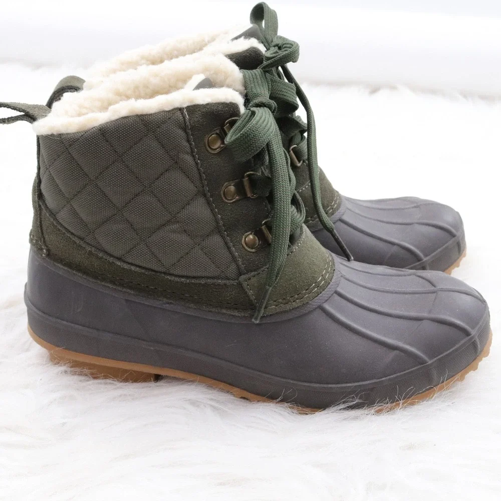 Khombu Women's Quilted Duck Boots Warm‎ Sherpa Lined Waterproof Winter Ankle 7